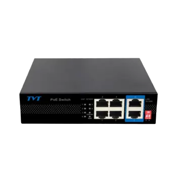 TD-B2204S1-PEU PoE სვიჩი, 4 პორტი + 2 აღმავალი პორტი / მხარდაჭერა დიდ მანძილზე გადაცემისთვის 60W ლითონის